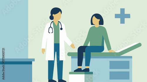 Doctor consulting with a patient in a modern healthcare clinic setting