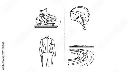 Skating Gear Illustration: A stylish illustration showcases the essentials for a thrilling skating adventure, from ice skates to a helmet, ensuring both safety and style on the rink. 