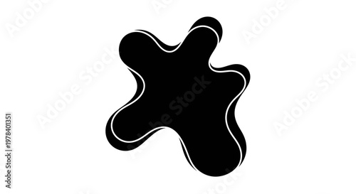 Abstract black liquid splash shape isolated on white background.