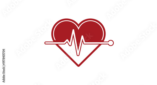 Red heart icon with white electrocardiogram heartbeat line.