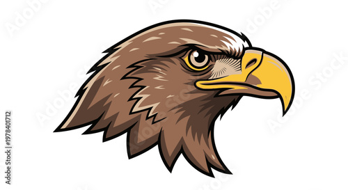 Stylized Illustration of a Fierce Eagle Head Profile.