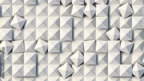 Abstract 3D Animation White pyramids in rhythmic motion create a dynamic surface. Seamless, looping graphics in an architectural, minimalist style. A stylish, modern background for business and IT