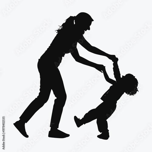 Vector illustration of a black silhouette of a couple and a woman dancer performing a tango dance of love and sport