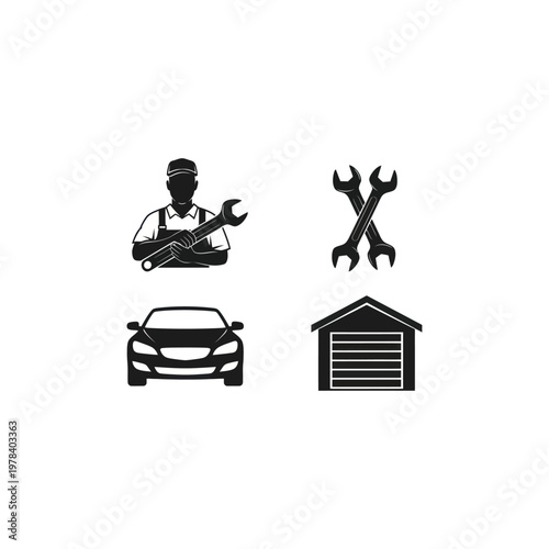 Mechanic with car and tools.