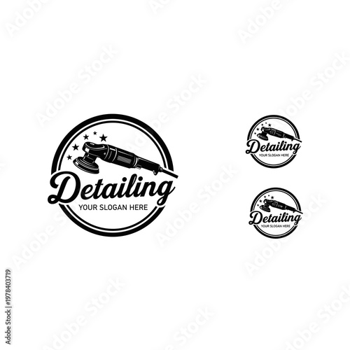 Car detailing logo with polisher.