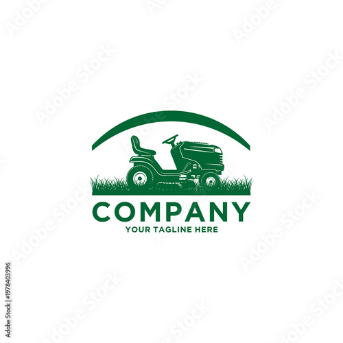 Green Lawn Mower Company Logo Design.