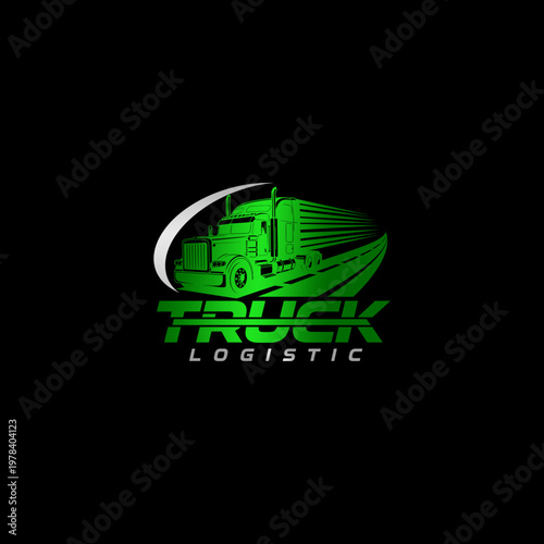 Green Truck Logistic Company Logo Design.