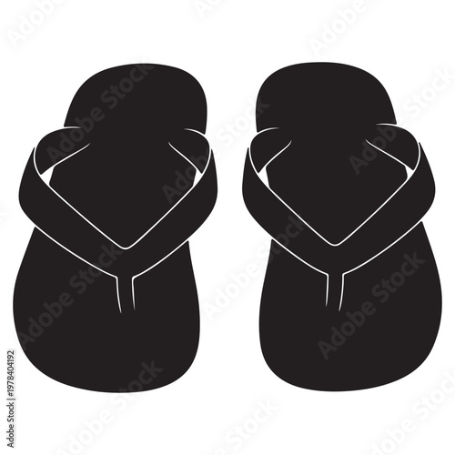 Black silhouette of a pair of flip-flops with summer footwea