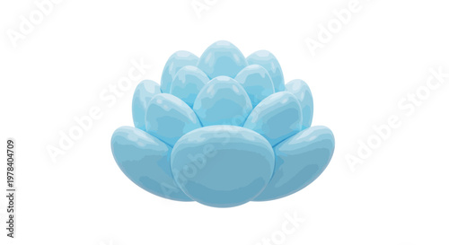 A light blue succulent flower with plump leaves, a symbol of resilience and beauty, captured in a minimalist vector illustration