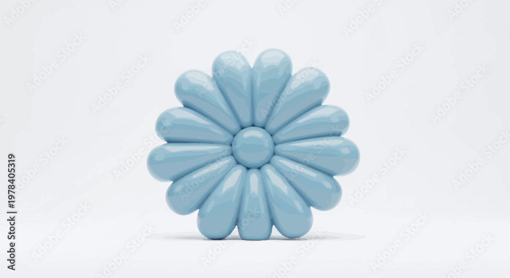 Obraz premium A light blue daisy flower in a minimalistic studio setting, soft lighting highlights its simple, elegant shape