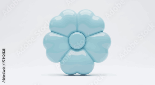 A soft, pastel blue stylized flower icon with rounded petals and a circular center, perfect for a gentle and calming aesthetic