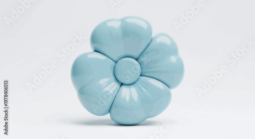 A single, light blue, four-petal flower shape, resembling a cartoon illustration, against a plain white background