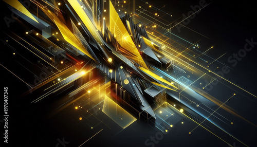 yellow and black abstract futuristic motion background