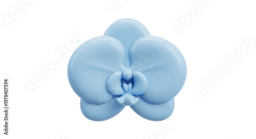 An artistic light blue orchid flower rendered in 3D, representing delicate beauty and nature's intricate designs