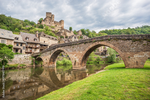 Belcastel village, medieval bridge and castle, one of the most beautiful villages of - France