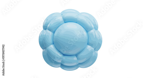 A serene pastel blue abstract flower, meticulously rendered with soft, bulbous segments resembling a gently whisked, frothy cloud blossom, conveying a delicate organic form
