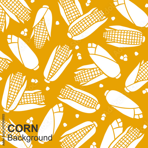 Corn pattern background set. Collection icons corn. Vector