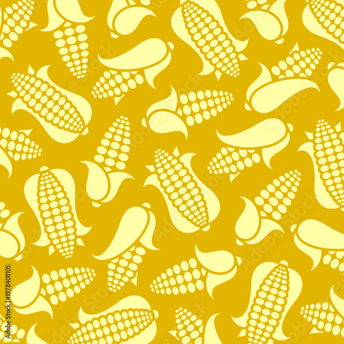Corn pattern background set. Collection icons corn. Vector