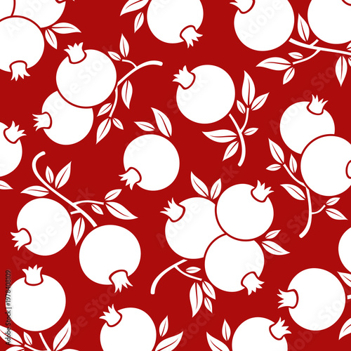 Pomegranate pattern background set. Collection icon pomegranate. Vector