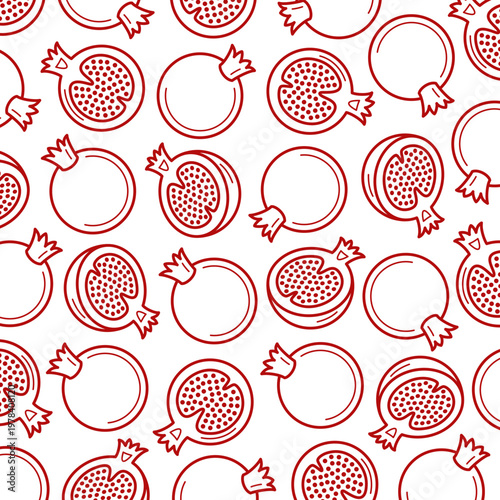 Pomegranate pattern background set. Collection icon pomegranate. Vector