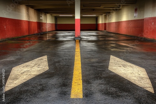 selective focus modern subway corridor guiding commuters