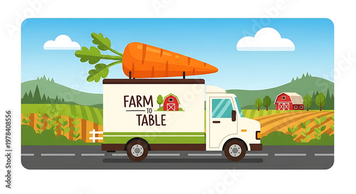 Fresh produce delivery truck on a country road