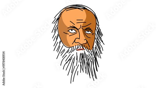 Dmitri Mendeleev Portrait, flat vector illustration