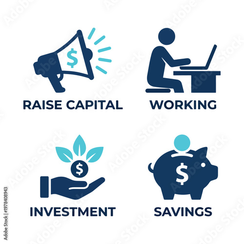 Flat of financial concepts with and money symbols flat finance