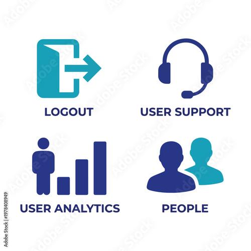 Flat for logout user support analytics and people question mark symbol