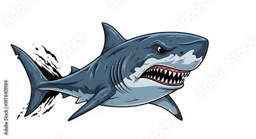 Fierce Shark Swimming in Ocean Waters