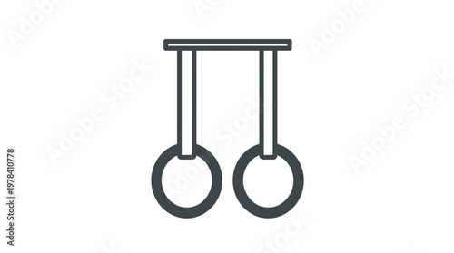 Gymnastic Rings: minimalist illustration of gymnastic rings, perfect for illustrating fitness, strength, or sport-related concepts. 
