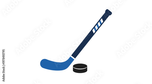 Hockey Stick and Puck: A minimalist vector illustration of a hockey stick and puck. capturing the essence of the game.