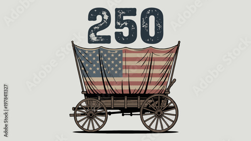 American Flag Covered Wagon 250