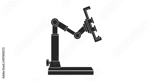 Black robotic arm phone holder detailed design modern technology silhouette