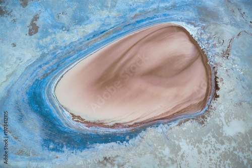 Aerial view of contrasting textures and tones paint a surreal landscape, like an abstract artwork from above, Salt Lake City, Utah, United States.