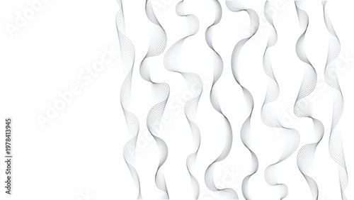 Abstract white and grey geometric smoky blend liens background. Abstract frequency sound wave lines and twisted curve lines 