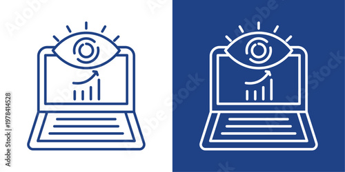 System Monitoring Blue And White Icon Style Collection
