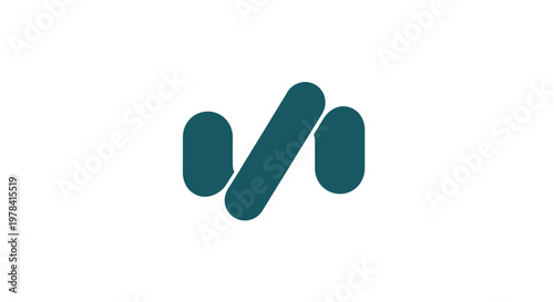 A minimalist graphic features three teal capsule like shapes arranged in a slightly staggered formation on a white background