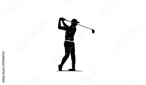 Golf Player Silhouette Vector Illustration