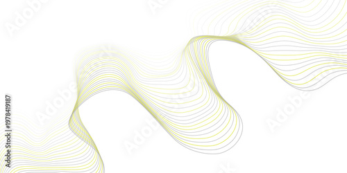 Abstract flowing line waves background with yellow and gray curves minimal modern design