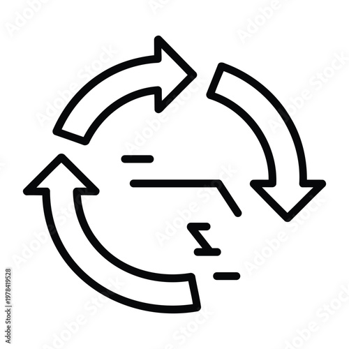 Business pivot strategy concept with circular arrows showing change adaptation and transformation in dynamic outline eps vector illustration for startup planning