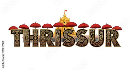 Thrissur with Kerala Festival, India, and isolated