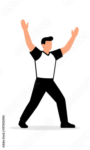 Basketball referee showing signal with hands. Sport rules and game control concept illustration.