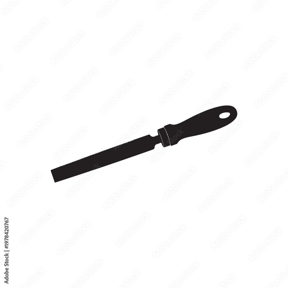 Fototapeta premium Metal Hand File Tool silhouette vector flat illustration design.