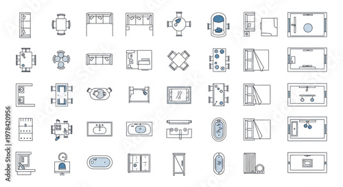 Collection of Architectural Floor Plan Symbols and Icons.