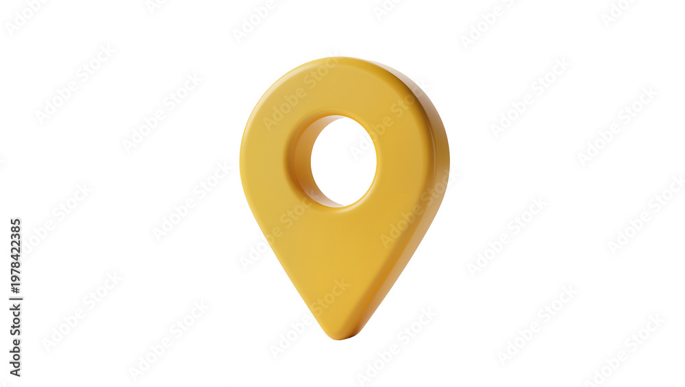 Obraz premium Yellow 3D map pin marker, isolated on transparent background