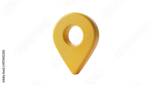 Canvastavla Yellow 3D map pin marker, isolated on transparent background