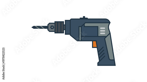 Flat cordless electric drill icon accents for Industrial and