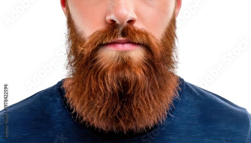 Close-up of a man with a full, well-groomed red beard.