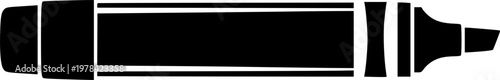 Black silhouette of a crayon marker on , simple flat design isolated on white background